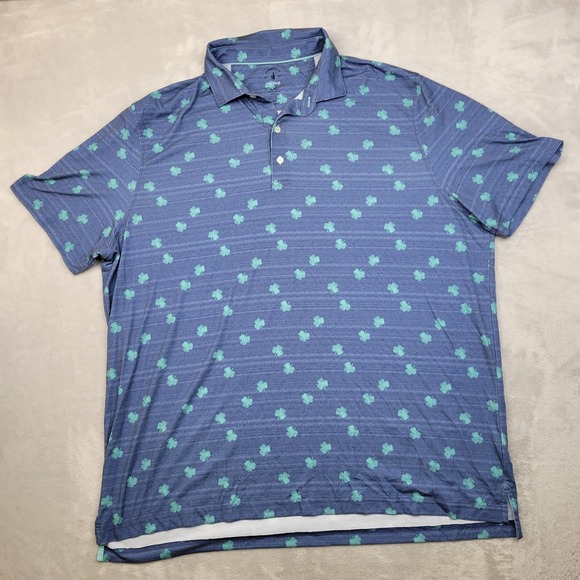 Johnnie O Polo Shirt Men XXL Golf Performance‎ Clover Shamrock St Pats Top Shelf - Picture 1 of 6